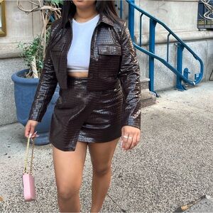 2 Piece Brown faux croc set